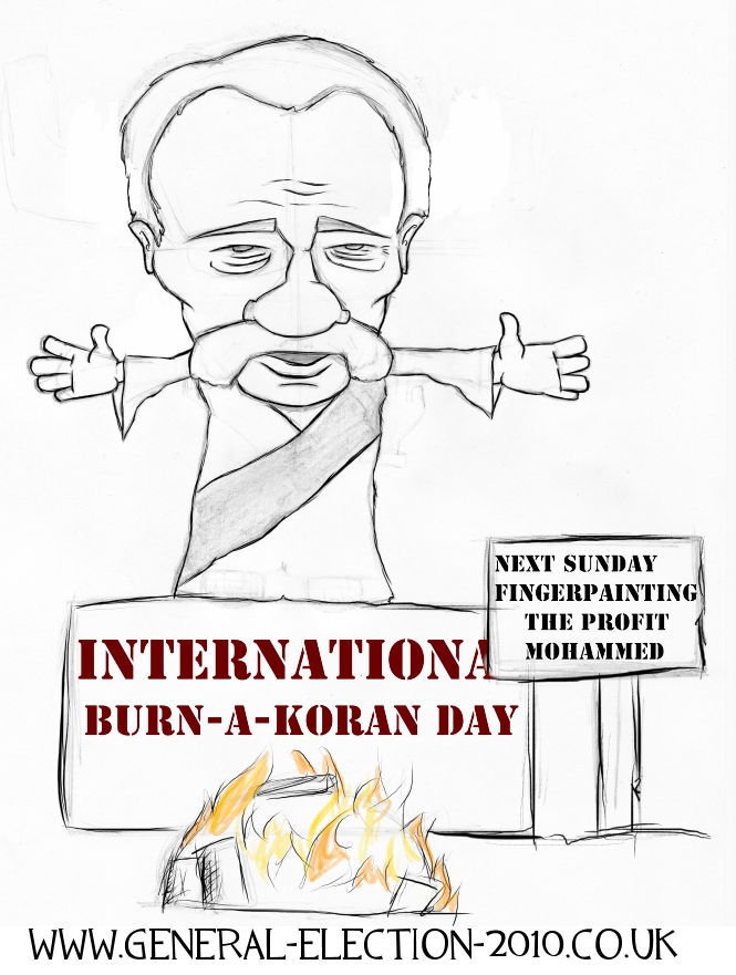 Pastor Terry Jones Burn-a-Koran Day Political Cartoon