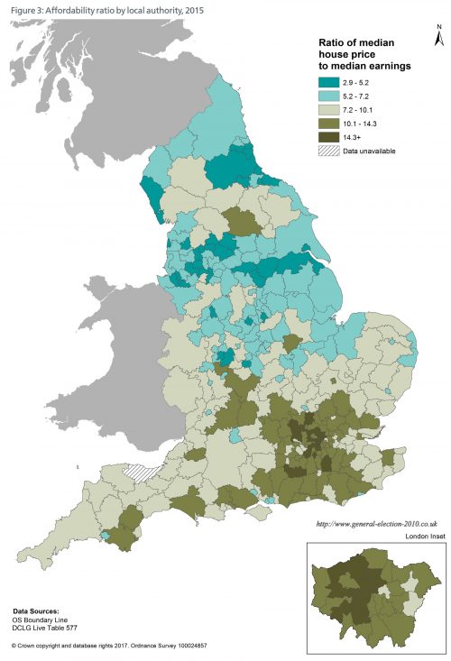 Affordability Ratio by Local Authority, 2015