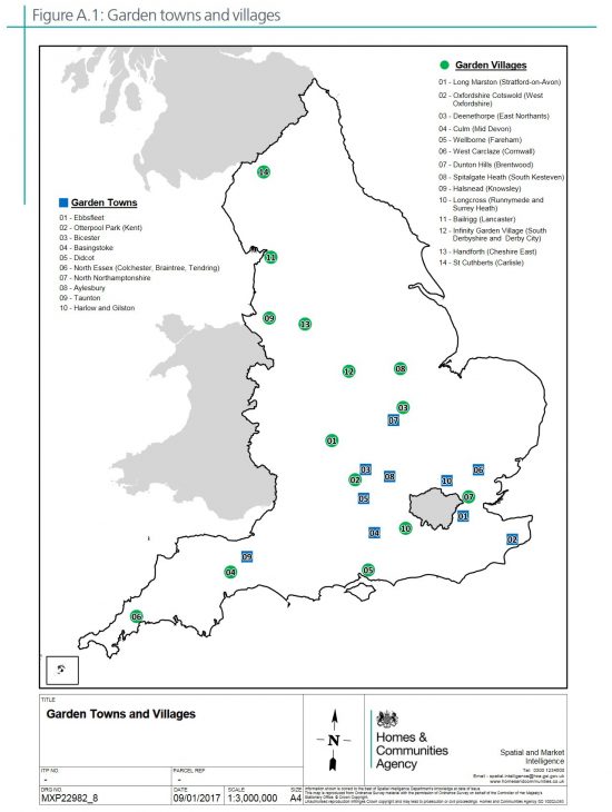 UK Garden Towns and Villages Map